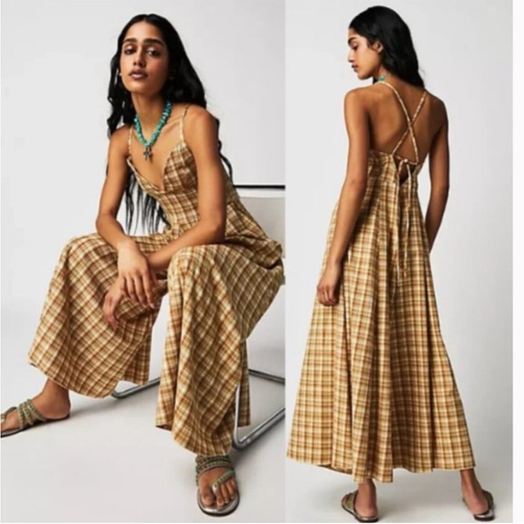 NWT Free People Kaia Plaid Wide Leg Jumper - Small - Picture 2 of 7